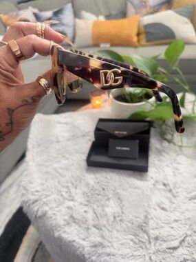 Dolce & Gabbana Tortoise Shell Sunglasses with Gold DG Logo